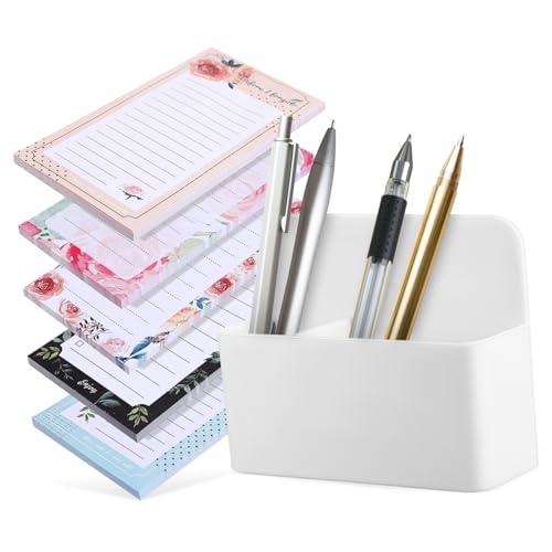 LOLIPPYY Magnetische Notizblöcke mit Stifthalter Teiliges für Kühlschrank Büro Zuhause Praktische Aufbewahrung Bunte Muster Magnetische Notizpads für Einkaufslisten und Kleine Gegenstände von LOLIPPYY