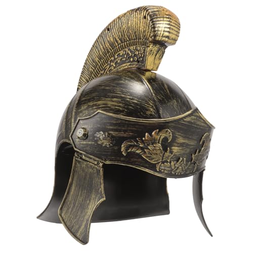 LOLIPPYY Mittelalterlicher Römischer Soldatenhelm Cosplay Helm Goldfarbener Ritter Helm für Herren Kostüm Zubehör für Halloween Karneval Party von LOLIPPYY