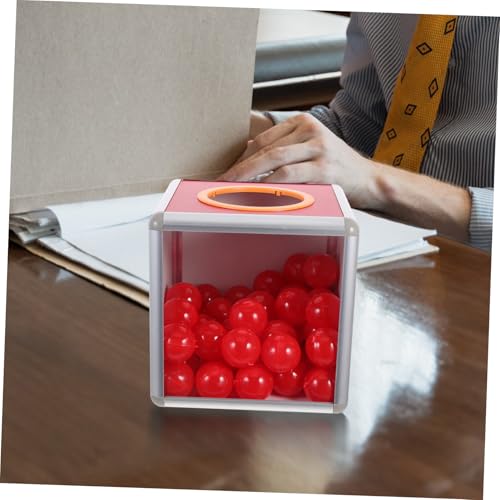 LOLIPPYY Multifunktionale Quadratische Raffle Ball Box mit Roten Bällen Vielseitige Aufbewahrungs Spendenbox für Abstimmungen Benefizveranstaltungen und Firmenfeiern von LOLIPPYY
