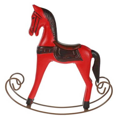 LOLIPPYY Nordische Holzpferd Tischdekoration Kleine Rote Holzfigur Handgefertigt Detailreiche Wohnzimmerschmuck Schreibtisch Ornament für Wohnzimmer Schlafzimmer Party von LOLIPPYY