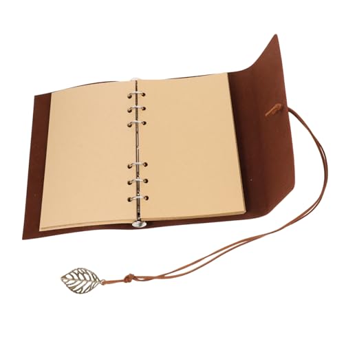 LOLIPPYY PU Leder Traveler Notebook mit Baumblatt Muster Refillable Loose Leaf Notizbuch Management Planer für Studenten Reisejournal Praktisches Tagebuch für Outdoor und Büro Gelb braun von LOLIPPYY