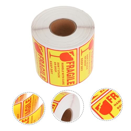 LOLIPPYY Pack Rote Gelbe Warnaufkleber Selbstklebend Fragile Versandetiketten Handle With Care Stark Haftende Packfragile Labels für Umzugskartons und Zerbrechliche Waren von LOLIPPYY