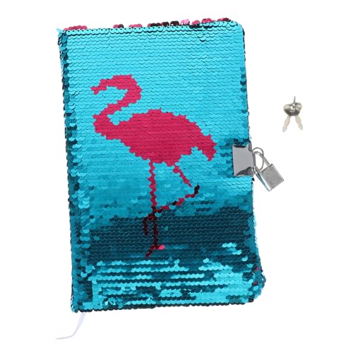 LOLIPPYY Pailletten Notizbuch mit Schloss Reversibles Flamingo Design Sperrbares Tagebuch für Arbeit und Schule Glattes für Tagebuch Notizen und Planung Praktisches Journal von LOLIPPYY