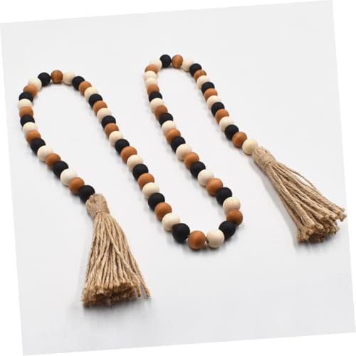 LOLIPPYY Rustikale Holzperlen Girlande mit Tasseln Handgefertigtes Deko hängeornament für Wohnzimmer und Couchtisch Natürliche Holzdekoration für Landhausstil und Partygestaltung von LOLIPPYY