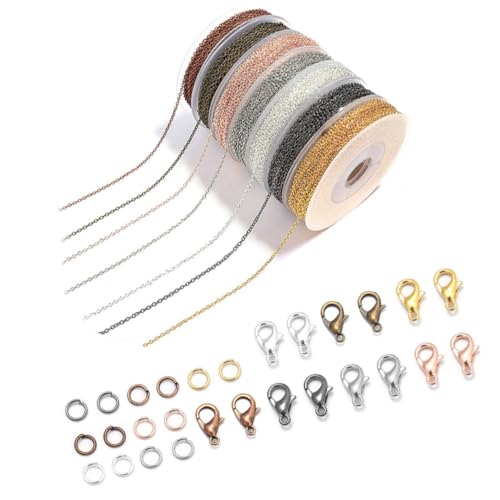 LOLIPPYY Schmuckkette mit Karabinerverschlüssen Sprungringen Farben Edelstahl Schmuckzubehör für Armband Halskettenherstellung Langlebig und Knotensicher für DIY Schmuck LOLIPPYY Schmuckkette mit Karabinerverschlüssen Sprungringen Farben Edelstahl Schmuckzubehör für Armband Halskettenherstellung Langlebig und Knotensicher für DIY Schmuck von LOLIPPYY