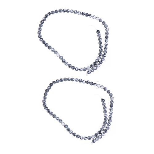 LOLIPPYY Schwarze und Weiße Malachit Rundperlen Stränge Lose Schmuckperlen zum Auffädeln für DIY Armband und Halskette Langlebig und Praktisch für Bastelbedarf und von LOLIPPYY