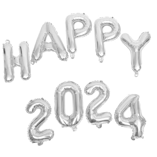 LOLIPPYY Silberne Folienballons Happy Zahlen Dekoration Year Party Supplies aus Aluminiumfolie Einfache Montage Langlebig für Neujahrsfeiern und Festliche Anlässe von LOLIPPYY