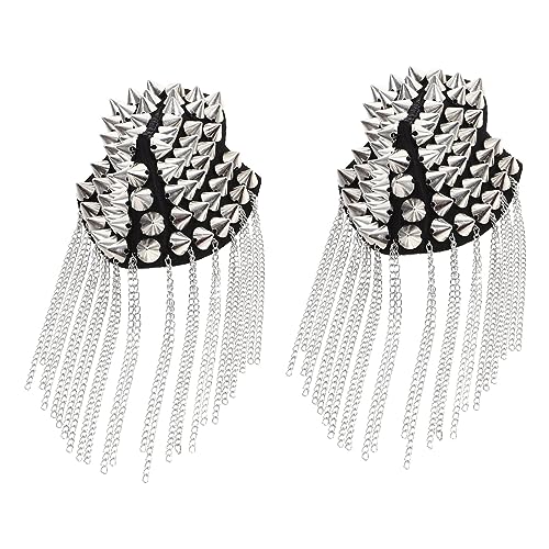LOLIPPYY Silberne Schulterklappen mit Niet Tasselkette Stylisches Epaulet Schulterabzeichen Verketten Details Elegantes Accessoire für Herren Militärkostüm und Party Outfits LOLIPPYY Silberne Schulterklappen mit Niet Tasselkette Stylisches Epaulet Schulterabzeichen Verketten Details Elegantes Accessoire für Herren Militärkostüm und Party Outfits von LOLIPPYY