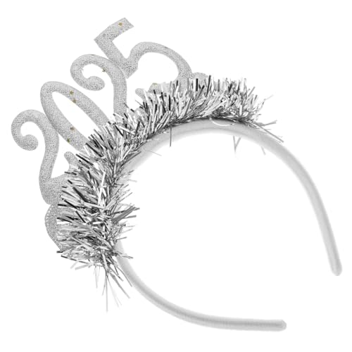 LOLIPPYY Silbernes Year Haarband aus Stoff mit Pailletten Glitzer Digitaldruck Leichtes Bequemes Partyaccessoire für Weihnachten Silvester und Festliche Anlässe Passend für Haartypen von LOLIPPYY