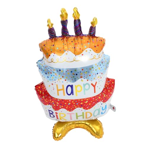 LOLIPPYY Stehende Kuchenballons Kuchenförmiger Ballon Partyzubehör Layout-szenenballon Kuchenballon Mit Sockel Geburtstagsfeier Ballon Kuchenförmige Luftballons Aluminiumfolie von LOLIPPYY