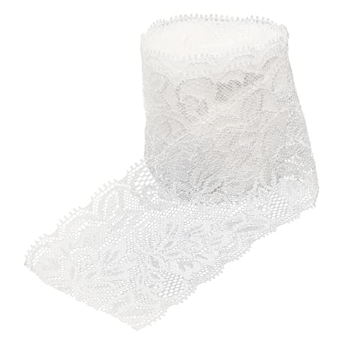 LOLIPPYY Stretch-Spitze Bänder zum Basteln Zubehör Spitzenstoff Schleife tischdecke makramee Spitzenborte für Dekoration Kleidung Spitzenbesatz applizierter Spitzenbesatz Nylongarn Weiß von LOLIPPYY