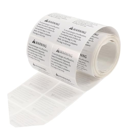 LOLIPPYY Suffocation Warning Labels Selbstklebend Stark Haftende Warnaufkleber für Verpackungen Klare Lesbarkeit Rückstandsfrei Entfernbar Zuverlässiger Schutz vor Erstickungsgefahr von LOLIPPYY