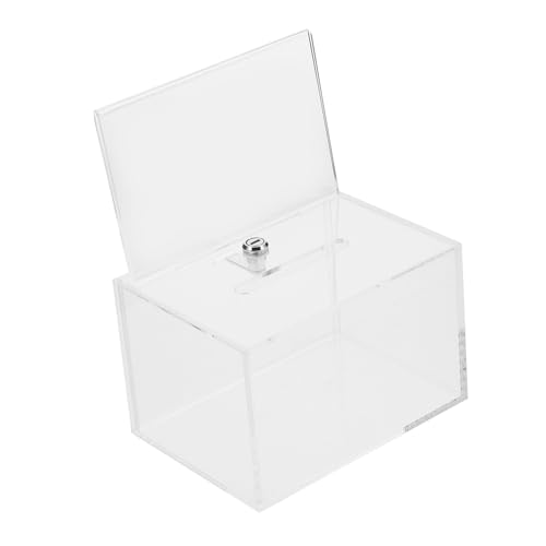 LOLIPPYY Transparente Acryl Spendenbox mit Schloss Multifunktionale Vorschlags und Wahlurne für Büro Fundraising Klassenräume Stabile und Abschließbare Sammelbox von LOLIPPYY