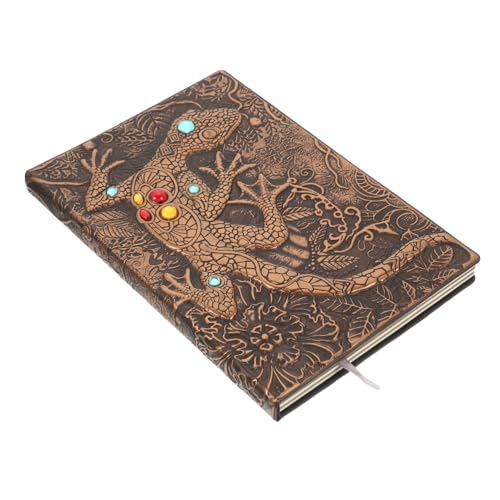 LOLIPPYY Vintage Leder Notizbuch mit Geprägtem Gecko Motiv Tägliches Planer und Tagebuchjournal Robustes Hardcover Leicht und Tragbar für Arbeit Reisen und Alltag Hochwertiges von LOLIPPYY