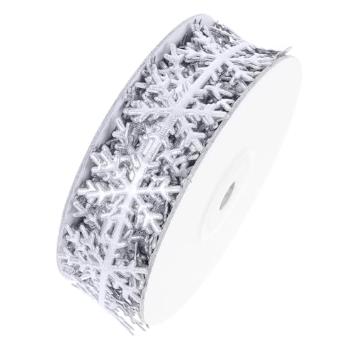 LOLIPPYY Weihnachtliches Schneeflockenband aus Hochwertigem Polyester Flexibles Schleifenband für Geschenkverpackung DIY Dekoration Party Hochzeit und Festliche Bastelprojekte von LOLIPPYY