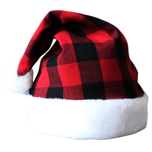 LOLIPPYY Weihnachtsmütze Santa Mütze aus Leichtem mit Rot Schwarzem Karomuster Gepolstert und Warm Unisex Party Deko und Foto Requisite für Festliche Weihnachtsfeiern LOLIPPYY Weihnachtsmütze Santa Mütze aus Leichtem mit Rot Schwarzem Karomuster Gepolstert und Warm Unisex Party Deko und Foto Requisite für Festliche Weihnachtsfeiern von LOLIPPYY