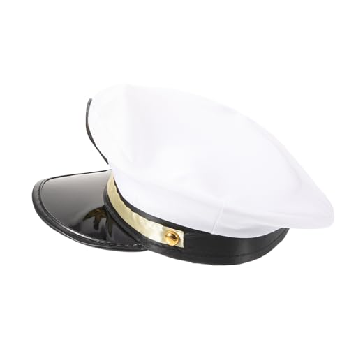 LOLIPPYY Weiße Flache Kapitänsmütze für Damen und Herren Modischer Seglerhut für Party Cosplay und Yacht events Stilvoller Matrosenhut mit Hochwertiger Verarbeitung und Angenehmem von LOLIPPYY