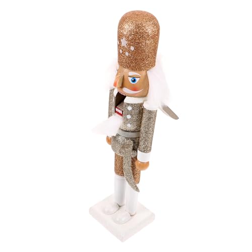 LOLIPPYY Weißgoldener Soldat mit Trommel und Spitzem Hut Handbemalte Holzfigur als Klassische Weihnachtsdekoration Glänzende Silberne Details Festliche Tischdeko für Wohnzimmer und von LOLIPPYY