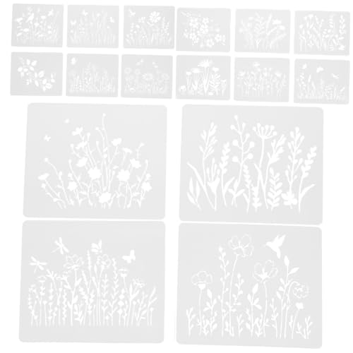 LOLIPPYY Wiederverwendbare Malerschablonen Blumen Pflanzendesign Pet material Glatte Kanten Vielseitig für Wanddekor Glas Stoff DIY Bastelset von LOLIPPYY