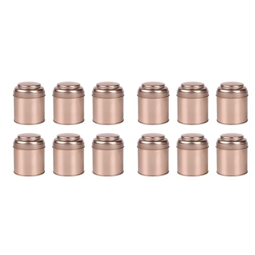 LOLPALONE 12 Teedosen mit doppelten luftdichten Deckeln, Mini-Dosen und kleinen runden Teedosen für die Küche (Rosa) von LOLPALONE