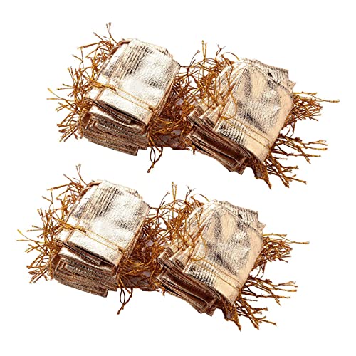 LOLPALONE 200 Stück Organzabeutel Süßigkeiten Geschenktüten Weihnachtsdekoration Gastgeschenk Beutel Geschenkverpackung Beutel mit Kordelzug 5 x 7 cm von LOLPALONE