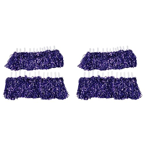 LOLPALONE 48 Stück Cheerleading Pom Poms Metallfolie Cheer Pom Poms mit Kunststoffgriff für Erwachsene Kinder Cheerleader Lila von LOLPALONE