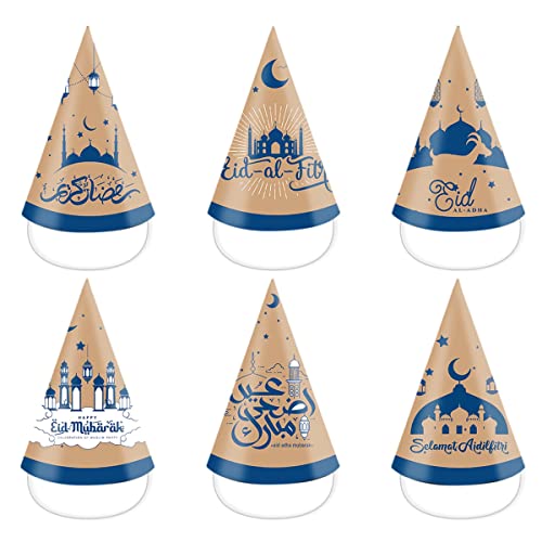 LOLPALONE 6 STÜCKE Eid Ramadan Dekoration Thema Party 3D Papier Hut Mond Stern Dekoration für Ramadan Party Supplies von LOLPALONE