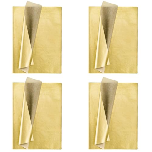 LOLPALONE Gold Seiden Papier, 400 Blatt Metallic Verpackung Geschenkpapier für Geburtstag Feier, Jubiläum Valentinstag Geschenk Papier Dekoration von LOLPALONE