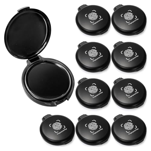 LOLPALONE Packung mit 10 Stempelkissen für Fingerabdrücke, schwarzes Mini-Pad für Fingerabdruck-Stempel, tragbares Fingerabdruck-Set, leicht zu waschen von LOLPALONE