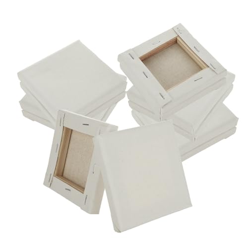 LOLYSIC 12 Stück Leinwand Set - Leinwand zum bemalen, 10x10cm - weiß vorgrundiert, 100% Baumwolle Künstler Leinwand Keilrahmen für Acryl- und Ölgemälde LOLYSIC 12 Stück Leinwand Set - Leinwand zum bemalen, 10x10cm - weiß vorgrundiert, 100% Baumwolle Künstler Leinwand Keilrahmen für Acryl- und Ölgemälde von LOLYSIC