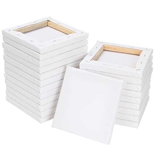 LOLYSIC 12 Stück Leinwand Set - Leinwand zum bemalen, 15x15cm - weiß vorgrundiert, 100% Baumwolle Künstler Leinwand Keilrahmen für Acryl- und Ölgemälde LOLYSIC 12 Stück Leinwand Set - Leinwand zum bemalen, 15x15cm - weiß vorgrundiert, 100% Baumwolle Künstler Leinwand Keilrahmen für Acryl- und Ölgemälde von LOLYSIC