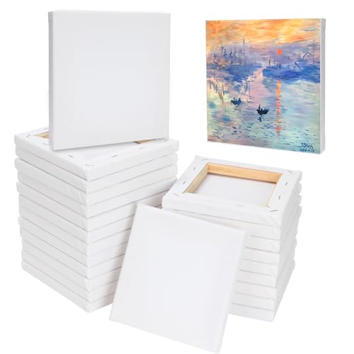 LOLYSIC 12 Stück Leinwand Set - Leinwand zum bemalen, 15x15cm - weiß vorgrundiert, 100% Baumwolle Künstler Leinwand Keilrahmen für Acryl- und Ölgemälde LOLYSIC 12 Stück Leinwand Set - Leinwand zum bemalen, 15x15cm - weiß vorgrundiert, 100% Baumwolle Künstler Leinwand Keilrahmen für Acryl- und Ölgemälde von LOLYSIC