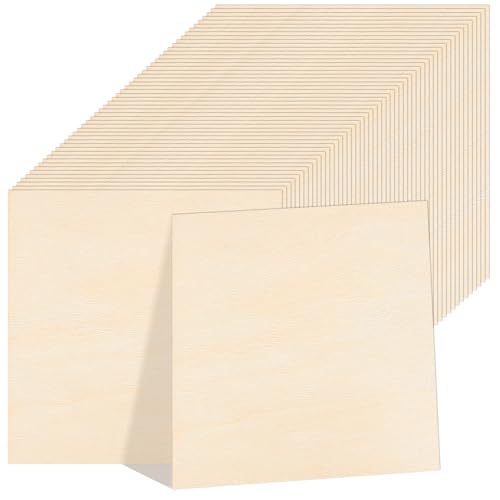 LOLYSIC 50 Stück 15 x 15 CM balsa wood panels, Holzscheiben Baumscheiben Naturholzscheiben, natürliche Holzquadrate, Ausschnitte für Heimwerkerarbeiten, Malen, Färben, Schnitzen von LOLYSIC