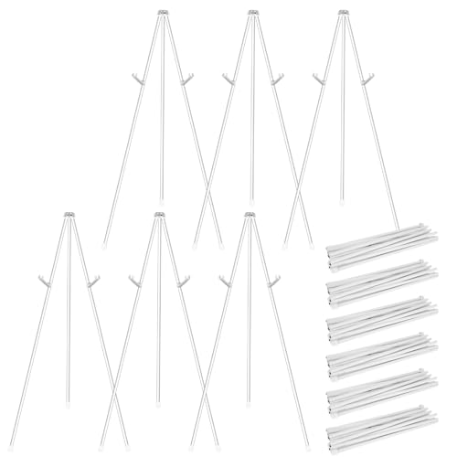 LOLYSIC Staffelei-Ständer für Schilder, 160 cm, weiße Staffelei für Schilder, tragbare faltbare Staffelei aus Aluminiumlegierung, zusammenklappbare Staffelei für Schilder, Hochzeits-Logos, Kunst von LOLYSIC