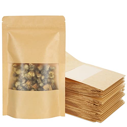 LOLYSIC 100 Stück 12 x 20cm Braune Papier Beutel, Stand-Up-Druckverschluss-Papiertüten, wiederverschließbare große Lebensmittelaufbewahrungsbeutel LOLYSIC 100 Stück 12 x 20cm Braune Papier Beutel, Stand-Up-Druckverschluss-Papiertüten, wiederverschließbare große Lebensmittelaufbewahrungsbeutel von LOLYSIC
