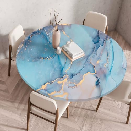 wasserdichte Runde Tischdecke mit Elastischem Saum, 3D Marmor Druck öl schmutzabweisende Tischdecke für den Innen Außenbereich, Garten, Küche, Wohnzimmer, Couchtisch (70 cm, Color 5) von LOMDEM