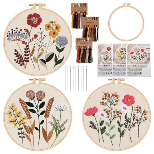 LOMOHOO Stickset für Anfänger,Blumenmuster Pflanzen Sticken Set Erwachsene Stickerei Set mit 3 Stück Kreuzstich Set für DIY Kunst,Handwerk LOMOHOO Stickset für Anfänger,Blumenmuster Pflanzen Sticken Set Erwachsene Stickerei Set mit 3 Stück Kreuzstich Set für DIY Kunst,Handwerk von LOMOHOO