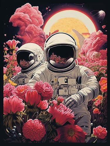 LOMSIOY DIY Diamond Painting Set Astronaut 5D Diamant Painting Bilder Flowers Mit Zubehör für Voll Full Drill Strass Stickerei Diamant Malerei Kristall Erwachsene Home Wall Décor 30×40 cm von LOMSIOY