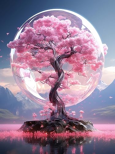 LOMSIOY DIY Diamond Painting Set Baum 5D Diamant Painting Bilder Kirschblüte Mit Zubehör für Voll Full Drill Strass Stickerei Diamant Malerei Kristall Erwachsene Home Wall Décor 30×40 cm von LOMSIOY