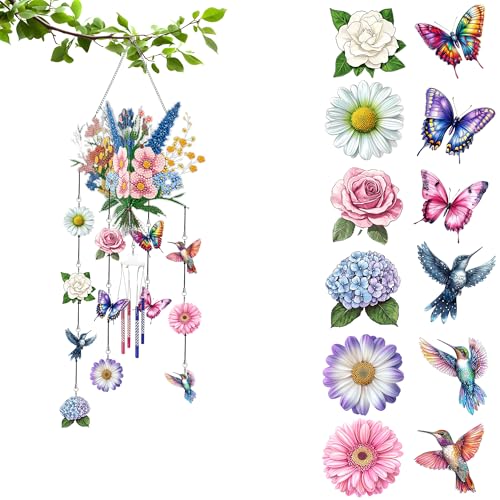 LOMSIOY Diamond Painting Windspiel - 3D Acryl Sonnenfänger mit Kristall Anhänger Ornament Hängende Dekor, DIY Wasserdicht Outdoor Windfänger für Garten, Terrasse, Haus (Blumen-Bastelset für Erwachsene LOMSIOY Diamond Painting Windspiel - 3D Acryl Sonnenfänger mit Kristall Anhänger Ornament Hängende Dekor, DIY Wasserdicht Outdoor Windfänger für Garten, Terrasse, Haus (Blumen-Bastelset für Erwachsene von LOMSIOY