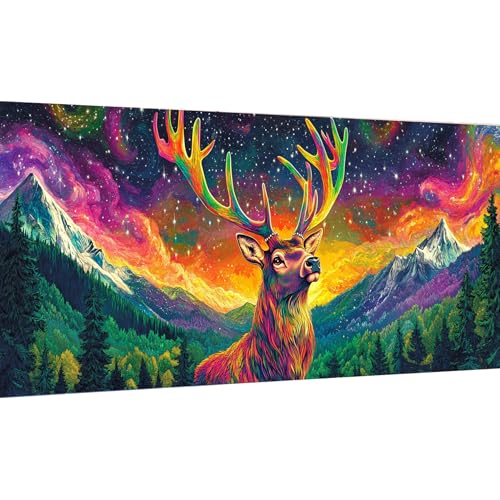 LOMSIOY Large Diamond Art Kits for Adults, Hirsch Nebula Diamond Painting Zubehör for Beginner, Tier Diamond Painting Erwachsene with Runder Kunsthandwerk Edelsteinkunst für Wanddekoration 30x80cm von LOMSIOY