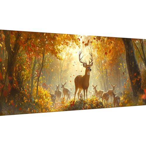 LOMSIOY Large Diamond Art Kits for Adults, Hirsche Diamond Painting Zubehör for Beginner, Tier Diamond Painting Erwachsene with Runder Kunsthandwerk Edelsteinkunst für Wanddekoration 30x80cm von LOMSIOY