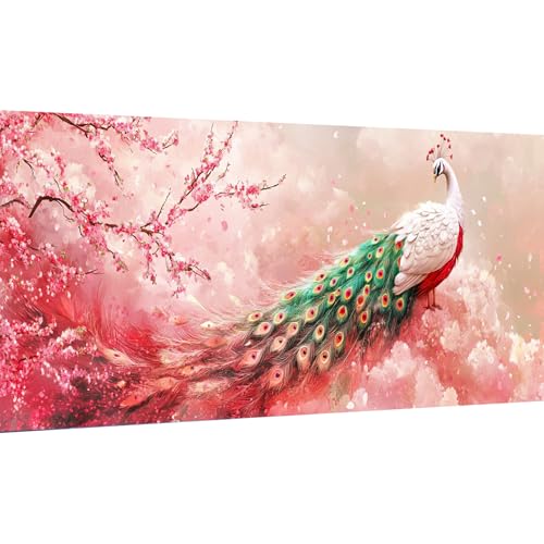 LOMSIOY Large Diamond Art Kits for Adults, Pfau Diamond Painting Zubehör for Beginner, Tier Diamond Painting Erwachsene with Runder Kunsthandwerk Edelsteinkunst für Wanddekoration 30x80cm von LOMSIOY