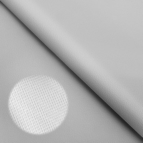 LOMUG Kunstleder Meterware 200 x 140 cm Lederimitat Wasserdicht Leder Stoff Gekörnt Texturiert Lederstoff Leder Patch Risse Reparieren Bezugsstoff Möbelstoff für Autositze Sofa Handtaschen, Grau von LOMUG