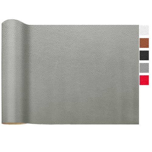 LOMUG Kunstleder Meterware 200 x 140cm Premium Gekörnt Wasserdicht Kunstleder Gekörnt Lederimitat Texturiert Lederstoff Meterware Reparieren Bezugsstoff Möbelstoff Leder Patch für Autositze Sofa, Grau LOMUG Kunstleder Meterware 200 x 140cm Premium Gekörnt Wasserdicht Kunstleder Gekörnt Lederimitat Texturiert Lederstoff Meterware Reparieren Bezugsstoff Möbelstoff Leder Patch für Autositze Sofa, Grau von LOMUG