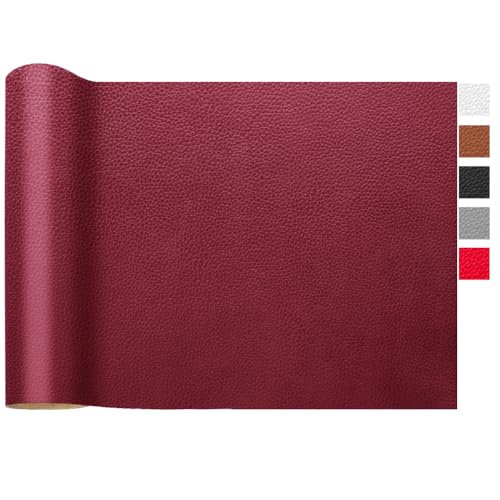 LOMUG Kunstleder Meterware 200 x 140cm Wasserdicht Leder Stoff Gekörnt Lederimitat Texturiert Lederstoff Leder Risse Reparieren Bezugsstoff Möbelstoff Leder Patch für Autositze Sofa, Weinrot LOMUG Kunstleder Meterware 200 x 140cm Wasserdicht Leder Stoff Gekörnt Lederimitat Texturiert Lederstoff Leder Risse Reparieren Bezugsstoff Möbelstoff Leder Patch für Autositze Sofa, Weinrot von LOMUG