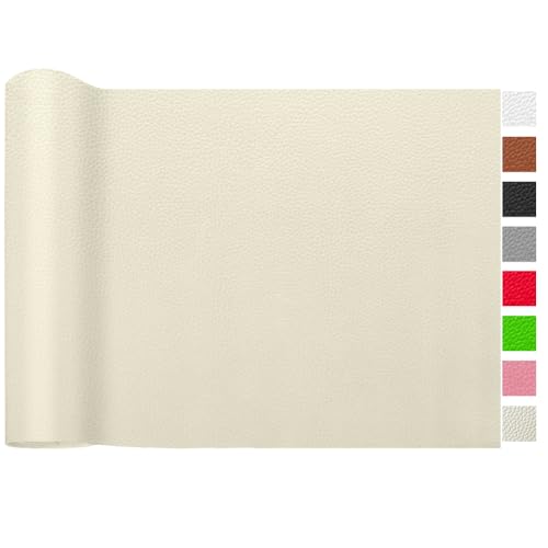 LOMUG Kunstleder Meterware Beige 200 x 140cm Gekörnt Wasserdicht Kunstleder Gekörnt Lederimitat Texturiert Lederstoff Leder Risse Reparieren Bezugsstoff Möbelstoff Leder Patch für Autositze Sofa Möbel von LOMUG