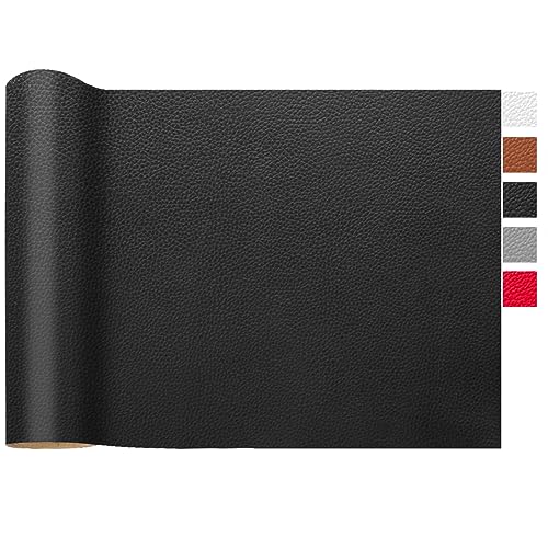 LOMUG Kunstleder Meterware Schwarz 300x140 cm Gekörnt Wasserdicht Kunstleder Gekörnt Lederimitat Texturiert Lederstoff Leder Risse Reparieren Leder Patch PU Lederreparaturband für Autositze Sofa Möbel von LOMUG