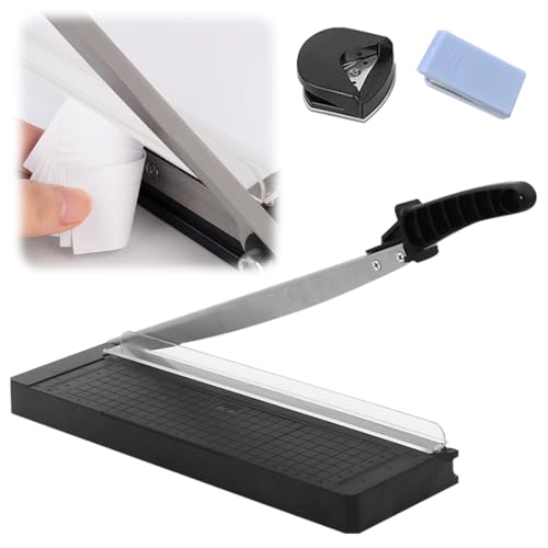 LOMUG Papierschneider A4, 3-in-1 Manuell Papierschneidemaschine mit Eckenabrunder und Stanzer, 8 Blatt Schneidleistung, Schneidemaschine für Papier Etiketten Fotos Karten LOMUG Papierschneider A4, 3-in-1 Manuell Papierschneidemaschine mit Eckenabrunder und Stanzer, 8 Blatt Schneidleistung, Schneidemaschine für Papier Etiketten Fotos Karten von LOMUG