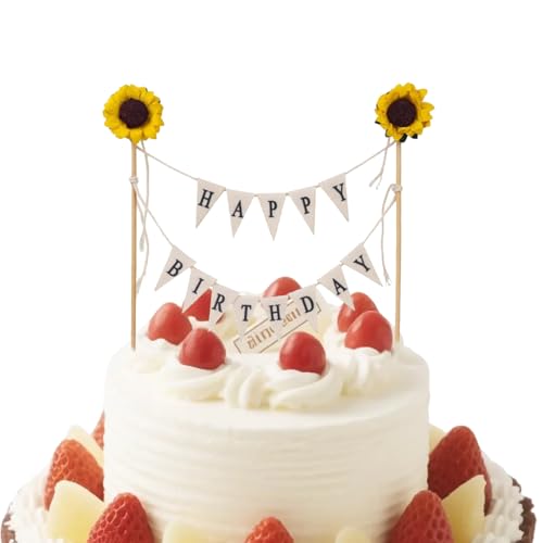 Happy Birthday Tortenaufsatz für Frauen und Mädchen, Happy Birthday Wimpelkette Banner & Blume Kuchen Dekorationen Flaggen Party Dekor Supplies Happy Birthday Tortenaufsatz für Frauen und Mädchen, Happy Birthday Wimpelkette Banner & Blume Kuchen Dekorationen Flaggen Party Dekor Supplies von LOMYLM